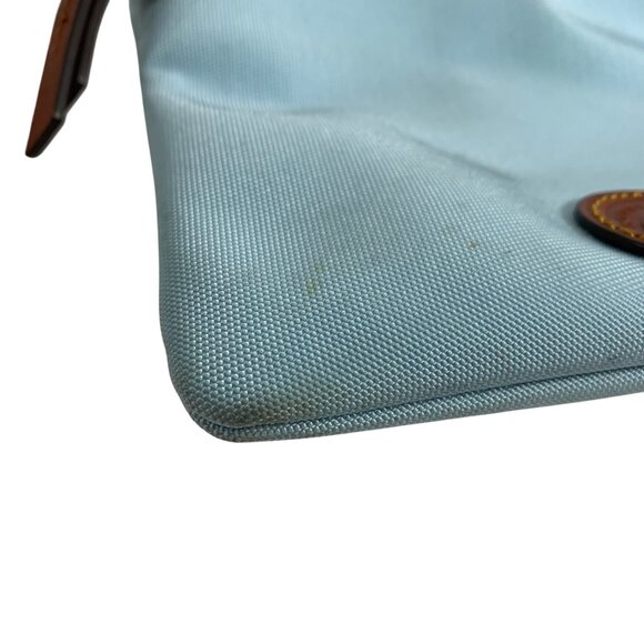 Dooney Bourke Double Zip Sky Blue Nylon Crossbody Vacchetta Leather Trim Strap - Picture 9 of 9
